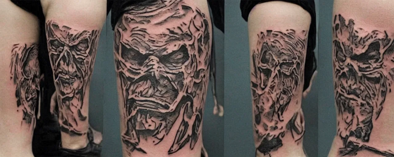 Image similar to Ugly tattoo of hammer from Nordic mythology, amateur, worst