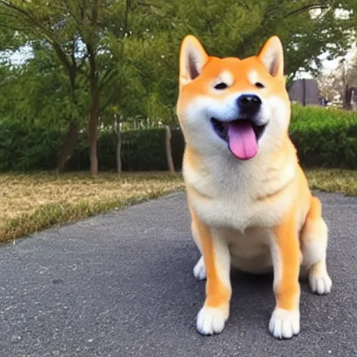 Prompt: Shiba Inu wheezes loudly after laughing. It's never heard something so funny in its life.