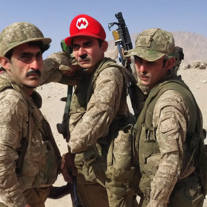 Prompt: mario and luigi in afghanistan