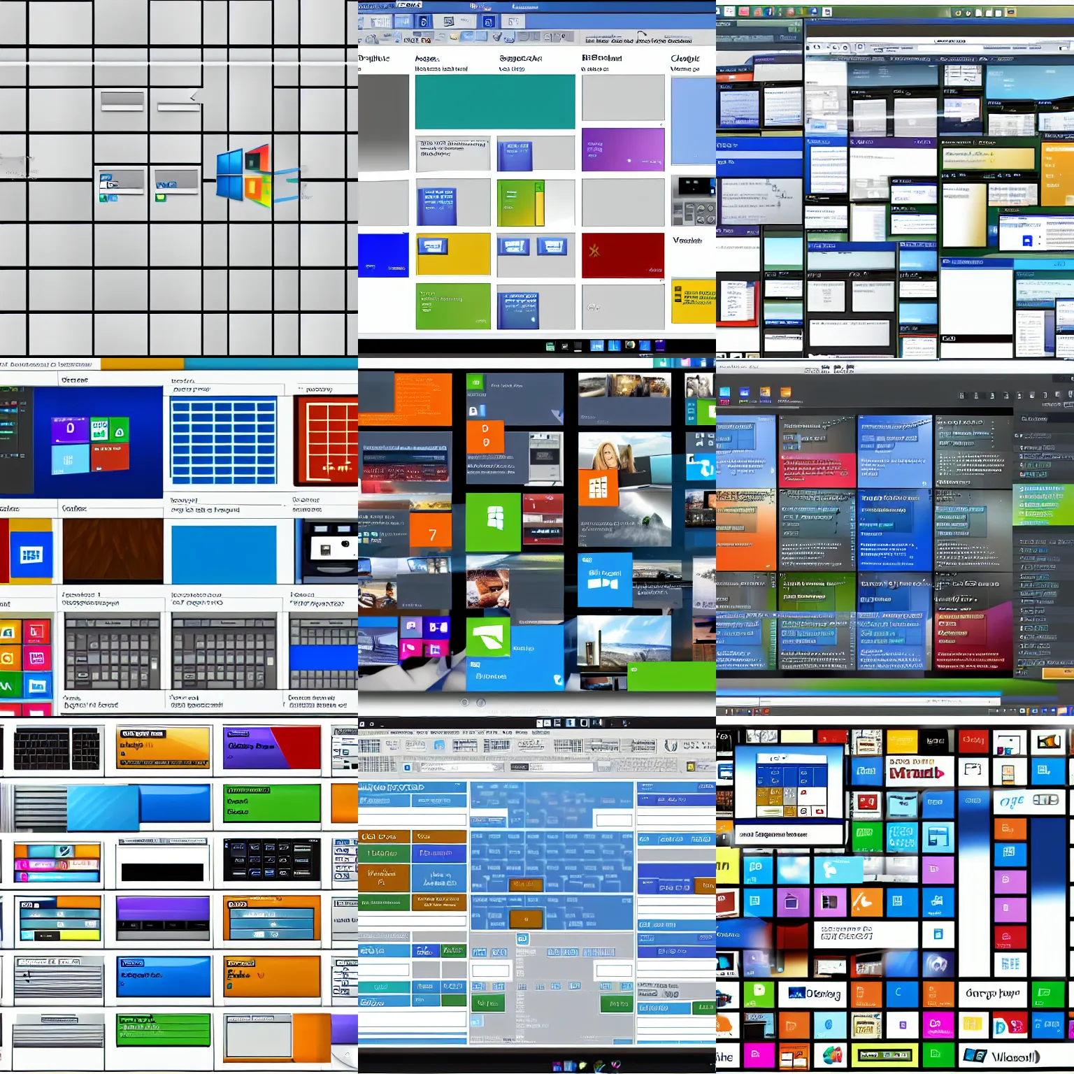 Prompt: a grid of desktop items and shortcuts, windows 90's design