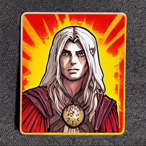 Image similar to a sticker of an aasimar from dungeons and dragons