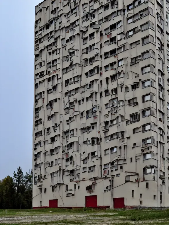 Prompt: low - cost soviet residental building, photo, full shot