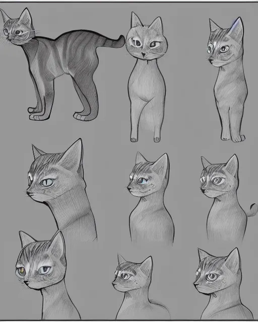 Image similar to fancy cat, a character model reference sheet