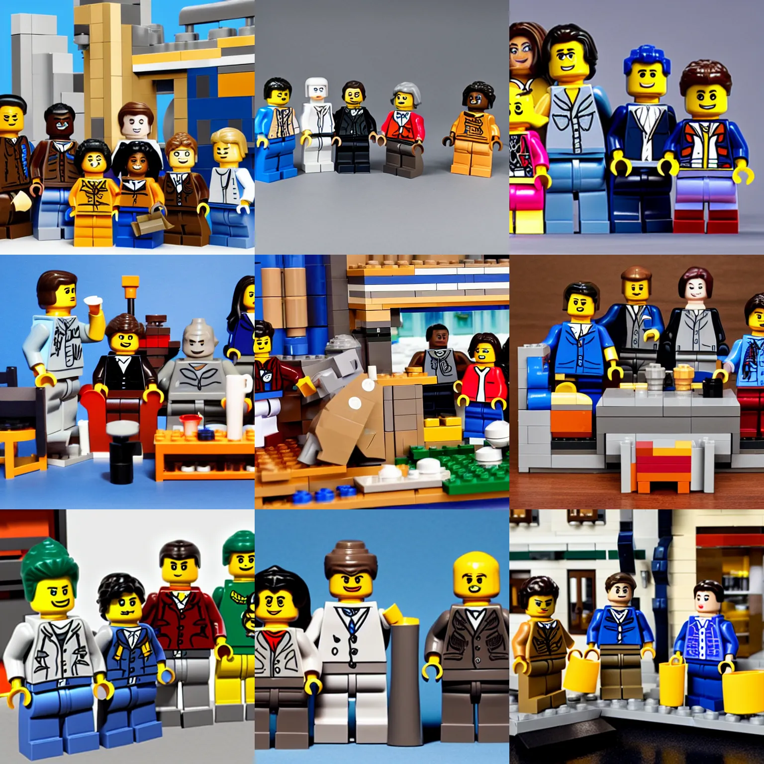 Prompt: Seinfeld cast a lego set, product photo