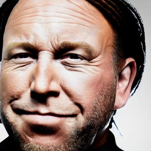 Image similar to Alex Jones appears as Lil Wayne with dreadlocks and facial tattoos, close up, high quality, photo