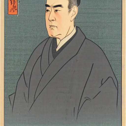 Prompt: ukiyo-e portrait of Woodrow Wilson