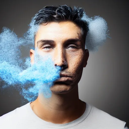 Image similar to man face made of smoke particles