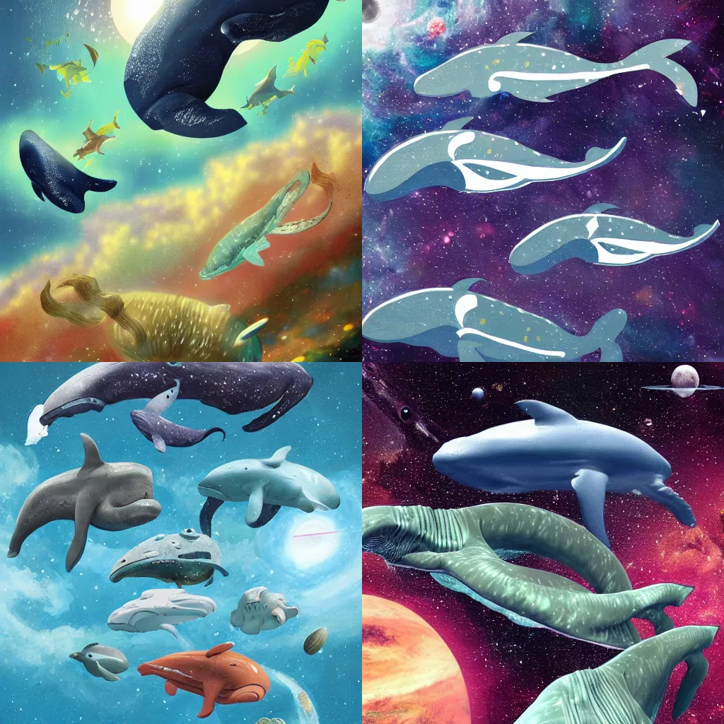 Prompt: space whales, fantasy,