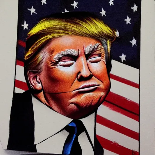 Image similar to donald trump painted in the style of aramaki, shinji