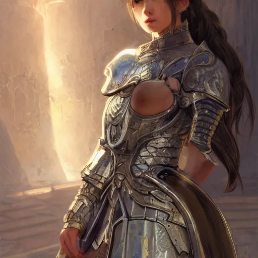 Image similar to portrait knights of Zodiac girl, silver and ice color reflected armor, in ruined Agora of Athens, ssci-fi, fantasy, intricate, very very beautiful, elegant, golden light, highly detailed, digital painting, artstation, concept art, smooth, sharp focus, illustration, art by tian zi and WLOP and alphonse mucha