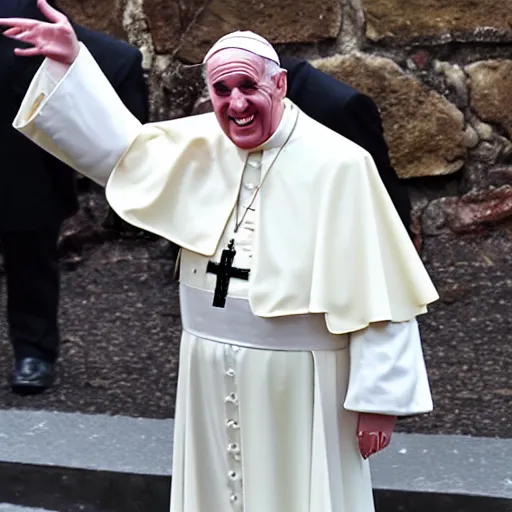 Prompt: evil pope laughing at the demise of our planet