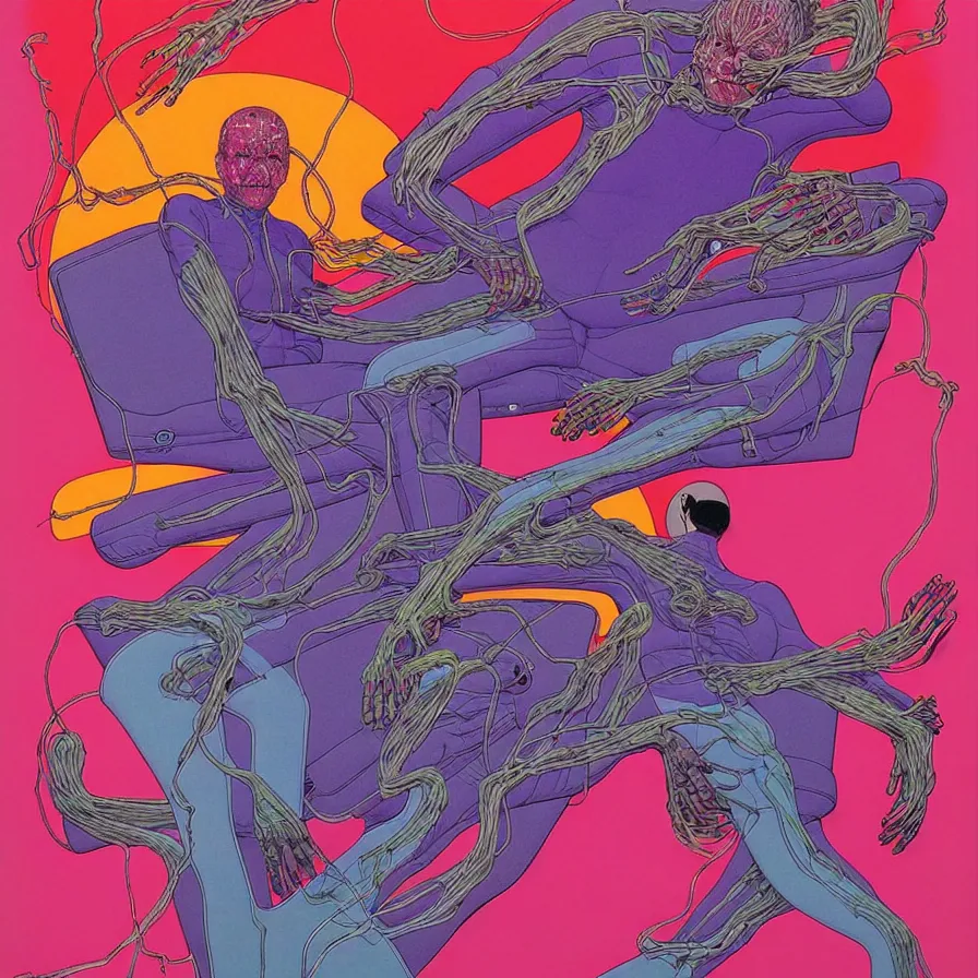 Image similar to ( ( ( ( despair ) ) ) ) by mœbius!!!!!!!!!!!!!!!!!!!!!!!!!!!, overdetailed art, colorful, artistic record jacket design