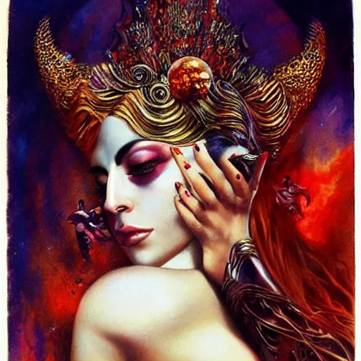 Prompt: lady gaga as the goddess of love, by karol bak