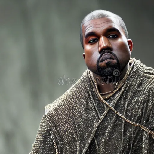 Prompt: Kanye West as Elrond, lotr stock photo, 4k, 85mm, f/8