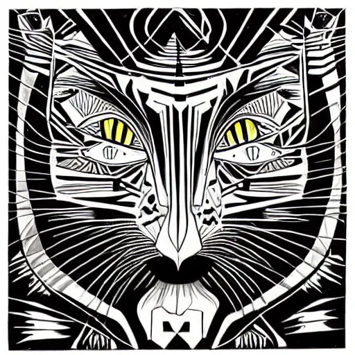 Prompt: the dark god of cats, symmetrical, abstract epic