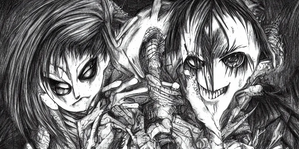 Image similar to A single dragon looking at the screen, horror, creepy, dark, manga, pencil, inspired by junji ito, superior quality, masterpiece