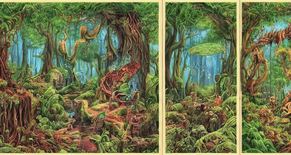 Prompt: Enchanted and magic forest, by ED roth