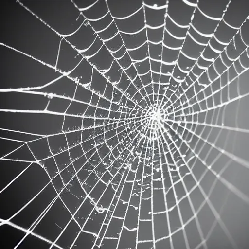 Image similar to an intricate cobweb on black background, macro