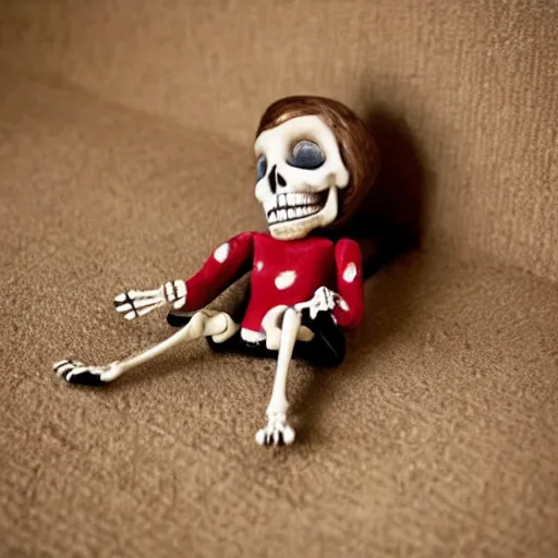 Prompt: little johnny woke up when the skeleton pulled on his little toe