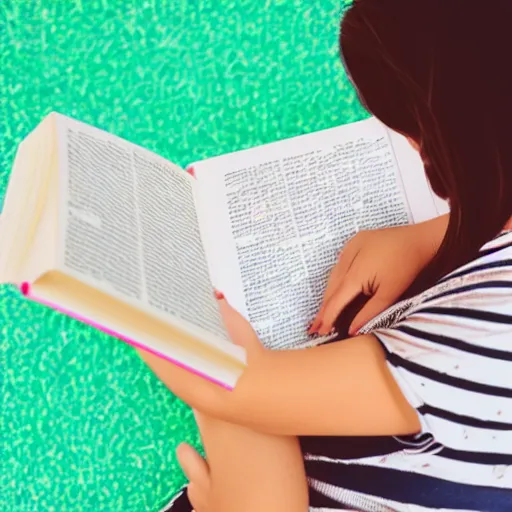 Prompt: pov of girl reading a book