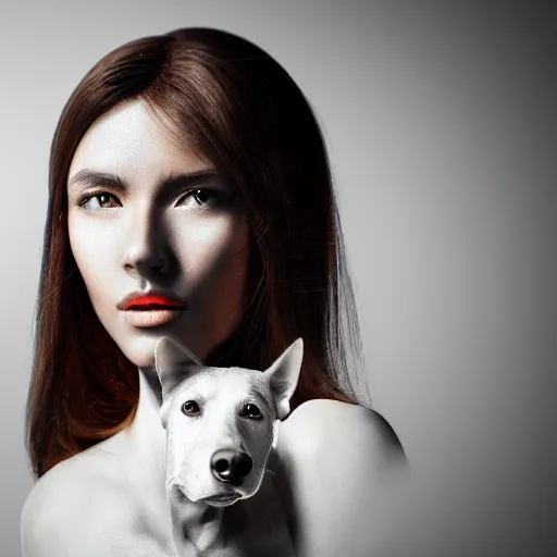 Prompt: ultra mega super hyper realistic Full lenght view contemporary art photography of highly detailed woman with highly detailed face walking with a highly detailed dog . Photo on Leica Q2 Camera lens angle 200mm, Rendered in VRAY and DaVinci Resolve and MAXWELL and LUMION 3D, Volumetric natural light