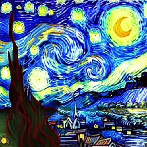 Prompt: Vancouver starry night van gogh