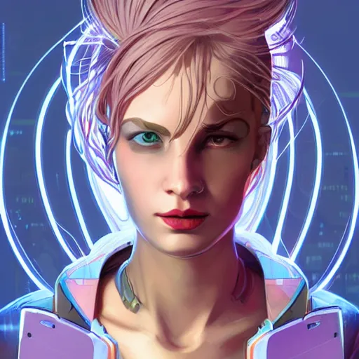 Prompt: portrait of a beautiful androgynous cyberpunk space ranger, soft lightning, high detailed, 8 k, artstation, art by lane brown, and alphonse mucha and sora kim,