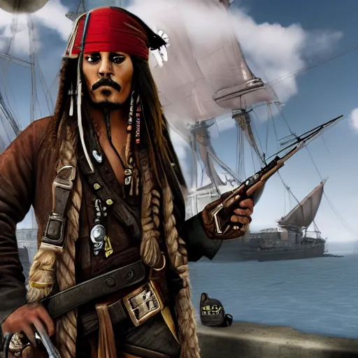 Prompt: jack sparrow in csgo. csgo screenshot