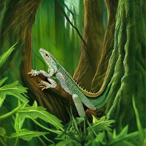 Prompt: “lizard in forest photorealistic”