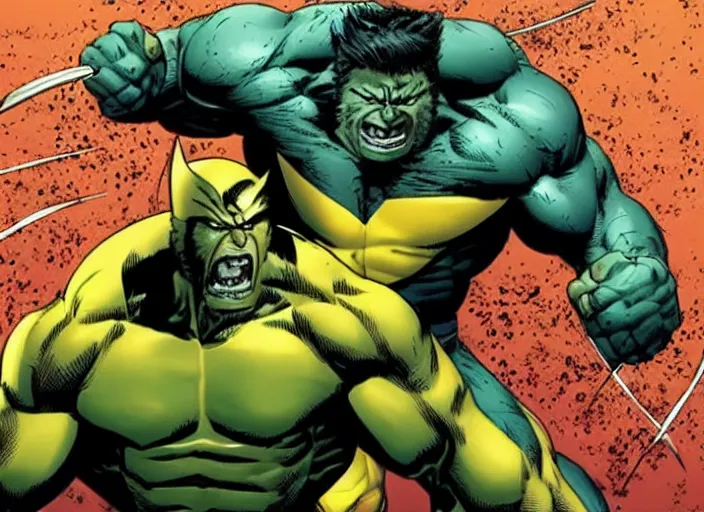 Image similar to wolverine fighting hulk
