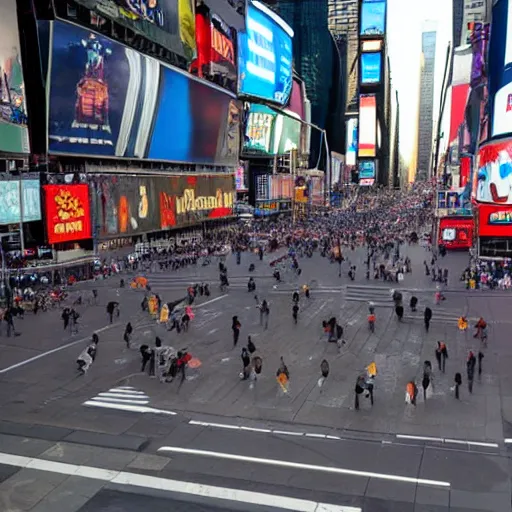 Image similar to photo of lots of Moai 🗿 statues in times square