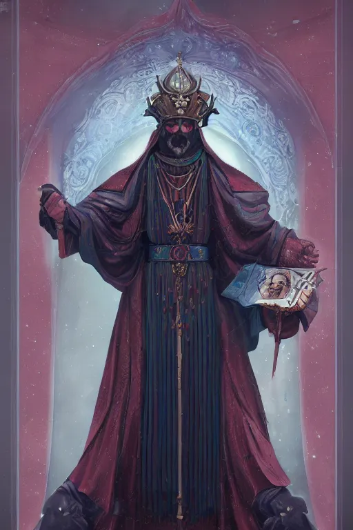 Image similar to the hierophant from major arcana character concept art, digital painting, mixed media, trending on artstation and deviantart, epic composition, magnum opus, highly detailed, 8 k