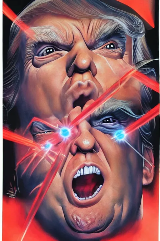 Image similar to trump with laser eyes by alex ross