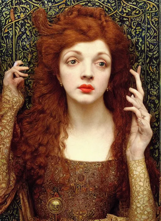 Prompt: masterpiece of intricately detailed preraphaelite photography portrait face hybrid of judy garland and shelley duvall, sat down in train aile, inside a beautiful underwater train to atlantis, betty page fringe, medieval dress yellow ochre, by william morris ford madox brown william powell frith frederic leighton john william waterhouse hildebrandt