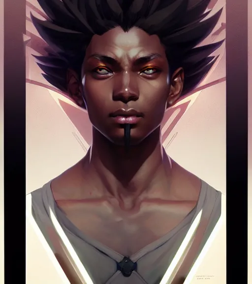 Prompt: symmetry black boy ultra detailed, intricate, anime, dynamic lighting, digital art, digital painting, art station, wlop, sharp focus, illustration, art by artgerm and greg rutkowski and alphonse mucha