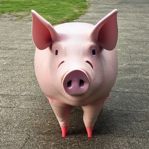 Prompt: a geometric pig that looks hyper - realistic