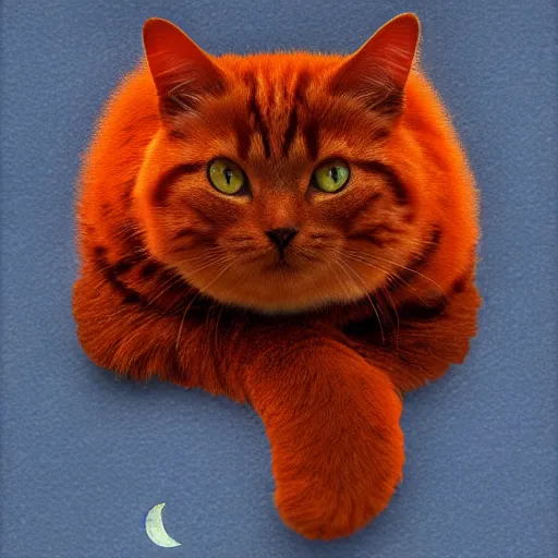 Prompt: A fuzzy orange cat sitting on planet earth, digital art