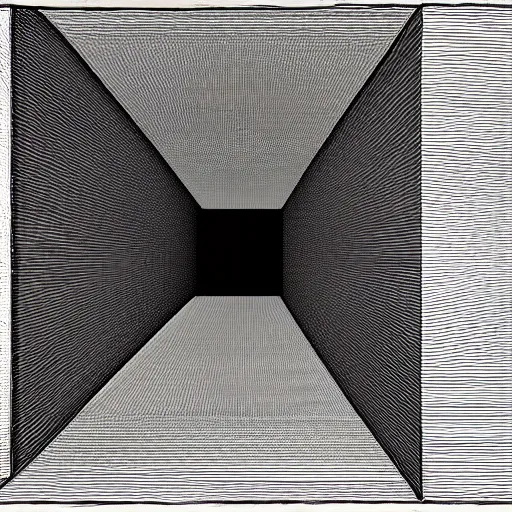 Prompt: infinitely large cube, three point perspective