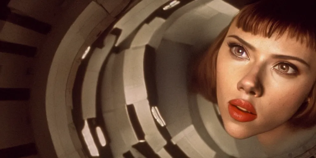 Image similar to Scarlett Johansson in a scene from 2001 a space odyssey