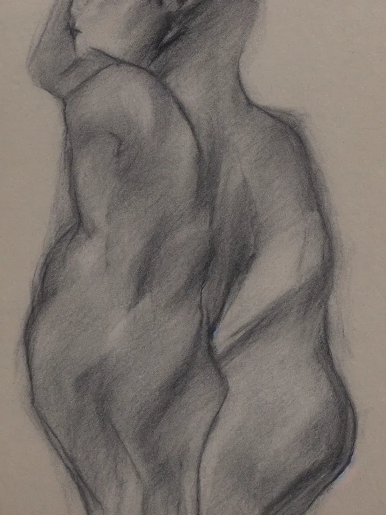 Image similar to chalk and charcoal life drawing of an elegant figure model | on toned paper