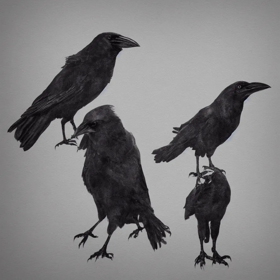 Image similar to crow with a wolf's body,! photorealistic, white background