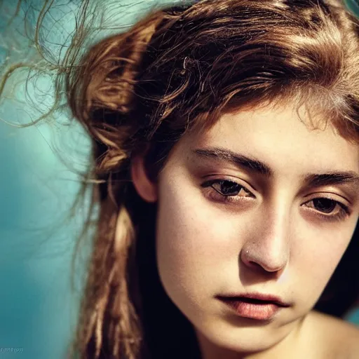 Prompt: portrait of a beautiful 20-year-old Italian woman by Mario Testino, close up, detailed, award winning, Sony a7R