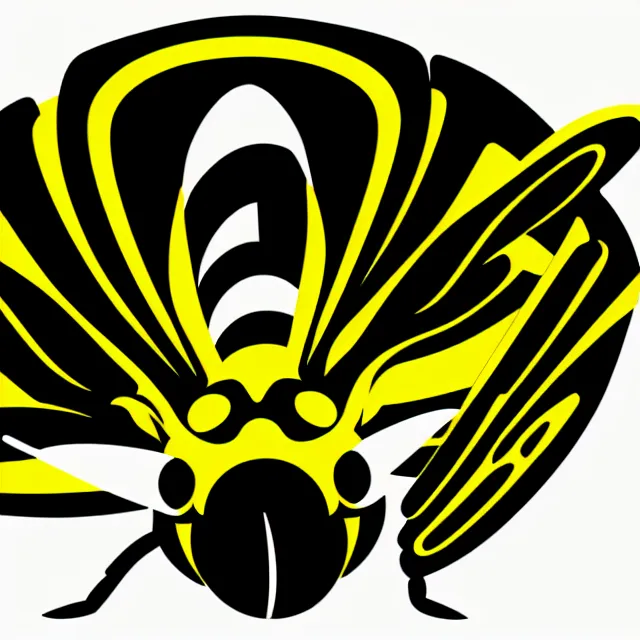 Prompt: angry wasp vector logo, E-sport style, flat colour, SVG, professional, sharp edges, vinyl cutout