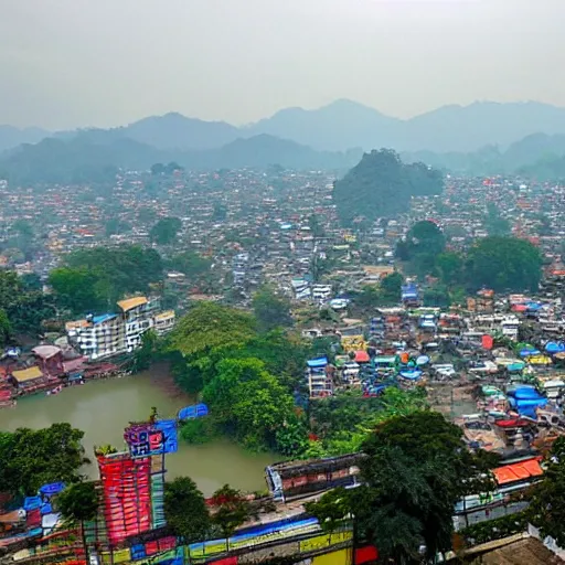 Image similar to guwahati city scenic view, wide angle photography, award winning national geography