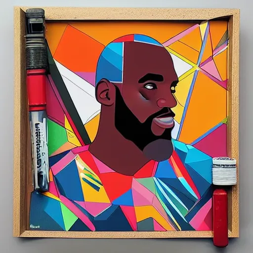 Prompt: Incredible geometric pop culture Illustrations of lebron james