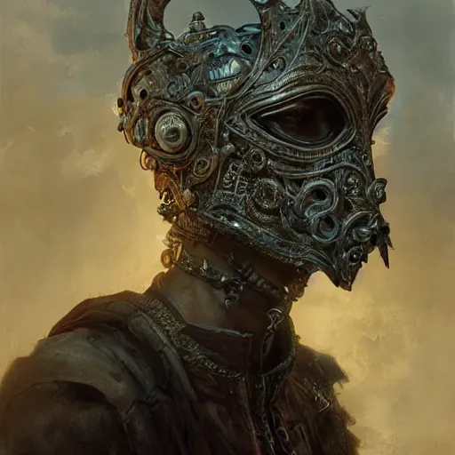 Prompt: Very very very very highly detailed epic photo of face with venetian mask, intricate, dystopian, sci-fi, extremely detailed, digital painting, artstation, concept art, smooth, sharp focus, illustration, intimidating lighting, incredible art by Anton Pieck and Greg Rutkowski and Jakub Rozalski and Artgerm