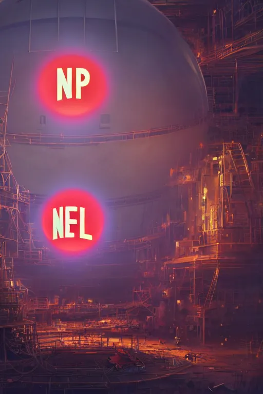 Image similar to repairing huge mickey mouse head done by constructors / workers / mechanics in some facility, big glowing netflix logo behind, greg rutkowski, beeple, gilleard, alphonse mucha cgsociety, unreal engine, octane render, highly detailed 4 k art, smooth, sharp focus, cinematic lighting, volumetric lighting, artstation,