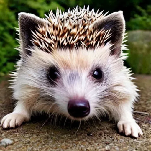 Image similar to a dog and a hedgehog as one animal.