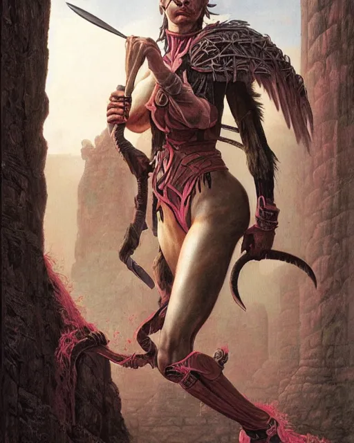 Image similar to a portrait of a fit female warrior by boris valejo and Thomas Cole and Wayne Barlowe