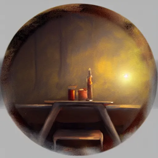 Prompt: Table with a sun painting, digital Painting, ultradetailed, artstation, oil Painting, ultradetailed, artstation